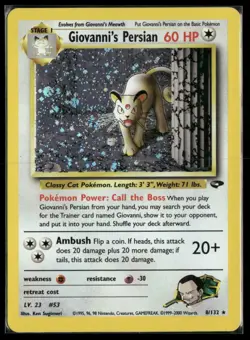 2000 Pokemon Giovanni's Persian Gym Challenge Holo Rare Unlimited #8 - Image 1
