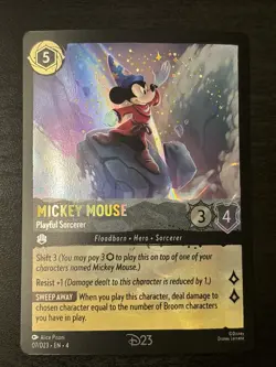 2024 DISNEY LORCANA EN RARE D23 MICKEY MOUSE - PLAYFUL SORCERER D23 Promo Nm - Image 1