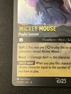 2024 DISNEY LORCANA EN RARE D23 MICKEY MOUSE - PLAYFUL SORCERER D23 Promo Nm - Image 5