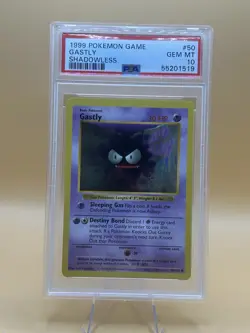 1999 Pokemon Shadowless Base Set Gastly #50 PSA 10 - Image 1