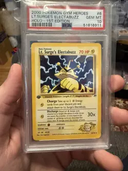 2000 POKEMON GYM HEROES HOLO-1ST ED #6 LT. SURGE'S ELECTABUZZ PSA 10 - Image 1