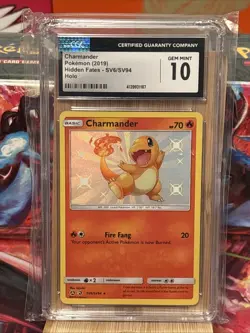 Charmander SV6/SV94 Hidden Fates: Shiny Holo CGC 10 Pokemon - Image 1