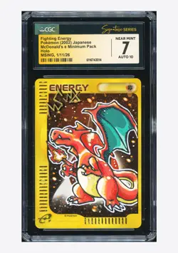 Pokemon CGC 7 AUTO 10 Fighting Energy Holo Msing 2002 McDonald's Japanese - Image 1