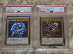 Yugioh Blue-Eyes White Dragon 15AX-JPY07 Secret Rare & Red Eyes Ultimate R PSA 9 - Image 1