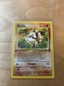 Pokemon TCG Mankey Jungle Card 55/64 Regular Common 1st Edition - Image 1