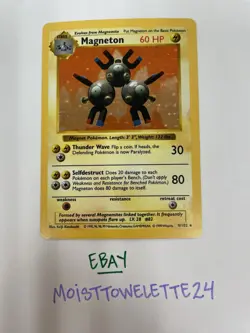 Pokemon TCG Magneton Base Set Holo Shadowless Card 9/102 Rare - Image 1