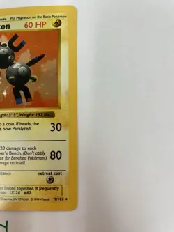 Pokemon TCG Magneton Base Set Holo Shadowless Card 9/102 Rare - Image 3