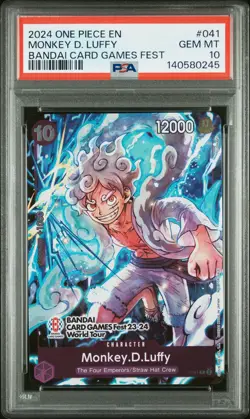 2024 ONE PIECE PROMOS BANDAI CARD GAMES FEST #041 MONKEY D. LUFFY PSA 10 - Image 1
