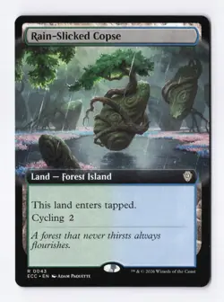 Rain-Slicked Copse (Extended Art) 0043 (R) MTG Commander Lorwyn Eclipsed (ECC) - Image 1