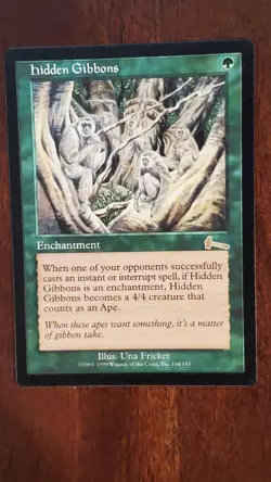 Hidden Gibbons Urza's Legacy EX/LP #104 MTG Magic the Gathering Enchantment Rare - Image 1
