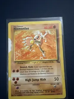 Hitmonlee (22) Rare Unlimited Fossil 22/62 NM Pokemon TCG (Damaged) - Image 1