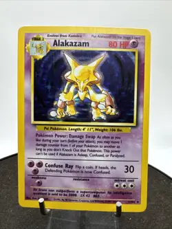 Pokemon TCG Alakazam Base Set Holo Card 1/102 Unlimited Rare - Image 1