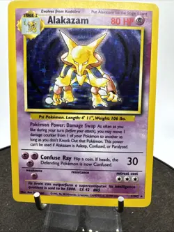 Pokemon TCG Alakazam Base Set Holo Card 1/102 Unlimited Rare - Image 3