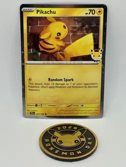 2026 Pikachu 051/162 Pokemon Day 30th Anniversary Stamped Promo TCG Plus Coin - Image 1