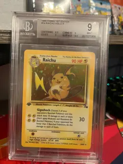 Pokemon TCG 1999 Raichu Holo Rare Fossil First Edition #14/62 BGS 9 MINT - Image 1