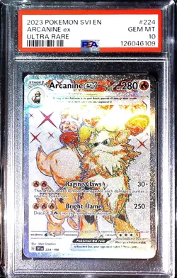 Arcanine Ex 224/198 Scarlet & Violet Base Ultra Rare Pokemon PSA 10 - Image 1