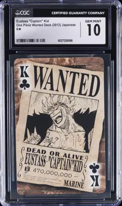 2012 ONE PIECE WANTED DECK EUSTASS "CAPTAIN" KID CGC 10 GEM MINT - Image 1