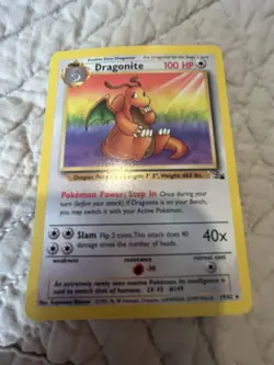 Pokemon TCG Fossil Dragonite card 19/62 Non-Holo Rare HP lvl 45 - Image 1