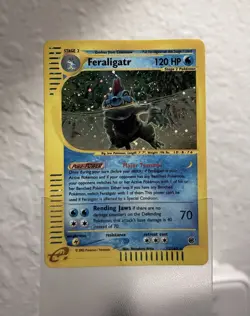 Pokemon TCG Card Feraligatr 12/165 Expedition Base WOTC Rare SWIRL Holo Bleed - Image 1