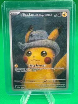 Pokemon TCG Pikachu With Grey Felt Hat Van Gogh Full Art Promo SVP #085 - Image 1