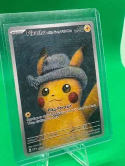 Pokemon TCG Pikachu With Grey Felt Hat Van Gogh Full Art Promo SVP #085 - Image 3