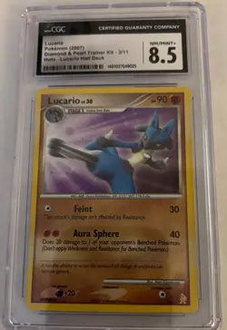 lucario pokemon 2007 diamond an pearl trainer kit 3/11 lucario half deck cgc 8.5 - Image 1