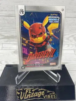 Pikachu as Daredevil #10 Lazer Holo Marvel Heroes & Villains Non-Pokemon Fan Art - Image 1