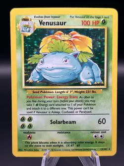 Pokemon TCG Venusaur Base Set Holo Unlimited Rare Card 15/102 - Image 1