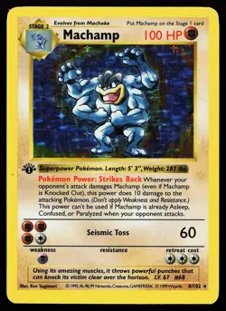 Machamp 8/102 Holo 1st Edition Base Set (Shadowless) Pokemon Card - Image 1