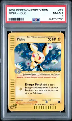 Pichu Holo #22 2002 Pokemon Expedition PSA 8 250001 - Image 1