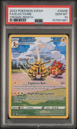 2023 POKEMON SWORD & SHIELD CROWN ZENITH #GG08 FULL ART/ELECTIVIRE PSA 10 - Image 1