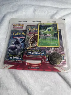 Pokemon TCG XY Breakthrough 3 Pack Blister Sealed English Celebi Promo - Image 1