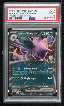 Team Rocket's Nidoking ex Pokemon Scarlet & Violet Black Star Promo PSA 9 MINT - Image 1