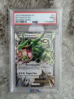 2015 POKEMON XY ROARING SKIES #75 RAYQUAZA EX PSA MINT 9 - Image 1