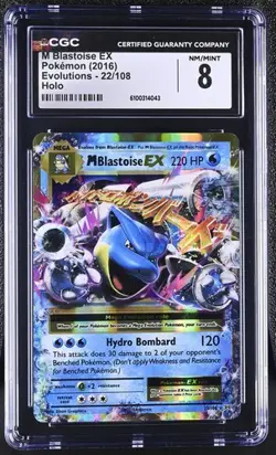 Mega Blastoise EX *CGC 8* Full Art Holo *Evolutions* #22 *2016* Pokemon - Image 1