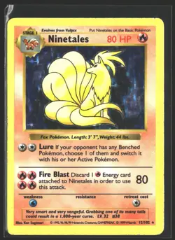 1999 Pokemon Base Ninetales Holo Rare Base Set Shadowless 12/102 Genuine Vintage - Image 1