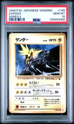 1998 POKEMON JPN VENDING SER II #145 ZAPDOS PSA 10 - Image 1