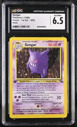 POKEMON GENGAR 1ST EDITION HOLO 5/62 FOSSIL CGC 6.5 - Image 1