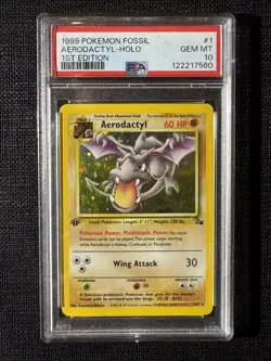 1999 Pokemon Fossil 1st Edition Aerodactyl 1/62 Holo PSA 10 (New Cert) - Image 1