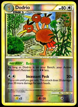 Pokemon TCG Dodrio 11/90 2010 Undaunted Reverse Holo Rare Card - MP - Image 1