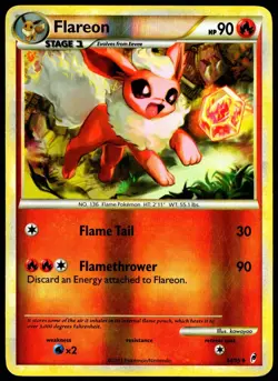 Pokemon TCG Flareon 44/95 2011 Call of Legends Reverse Holo Uncommon Card - MP - Image 1