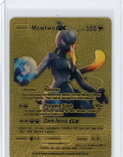 Pokemon Gold Foil Fan Art Card MEWTWO GX 300HP - Image 1