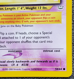 1st Edition Smoochum - Neo Revelation - #54/64 - Vintage Pokemon Card 2001 WOTC - Image 4