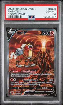 2023 POKEMON SWORD & SHIELD CROWN ZENITH #GG36 FULL ART/ENTEI V PSA 10 - Image 1