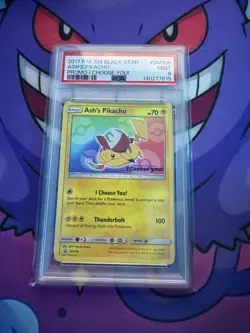 2017 Pokemon Movie Ash's Pikachu Black Star Promo I Choose You #SM108 PSA 9 Mint - Image 1