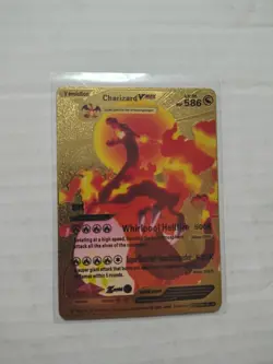Pokemon Charizard VMax Gold Foil Fan Art LV.95 HP 586 - Image 1