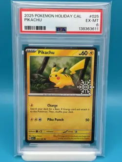PSA 6 - 2025 POKEMON HOLIDAY CALENDAR 025 PIKACHU - Image 1