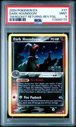 POKEMON EX TEAM ROCKET RETURNS DARK HOUNDOOM #37 REVERSE PSA 9 MINT #113050175 - Image 1