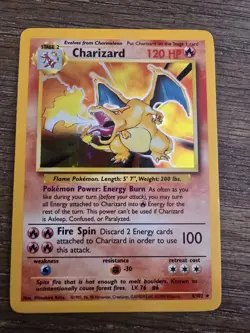 Pokemon TCG Charizard 4/102 Base Set Unlimited Holo Rare MP - Image 1