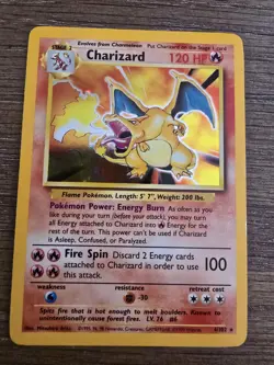 Pokemon TCG Charizard 4/102 Base Set Unlimited Holo Rare MP - Image 2